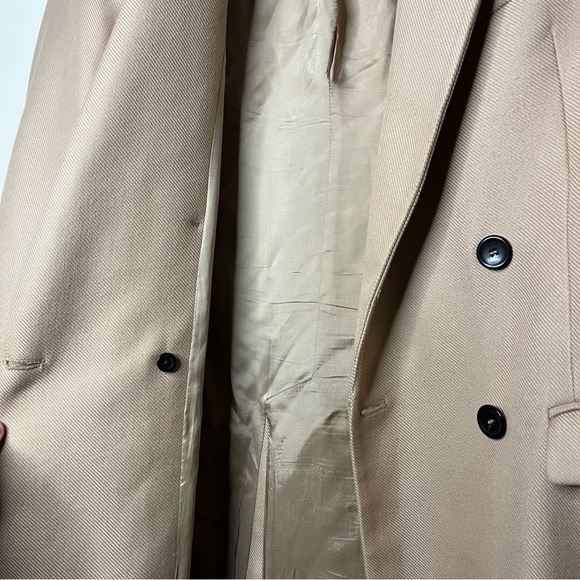 ZARA Tan Double Breasted Classic Timeless Peacoat Business Casual Winter Coat - Picture 8 of 11